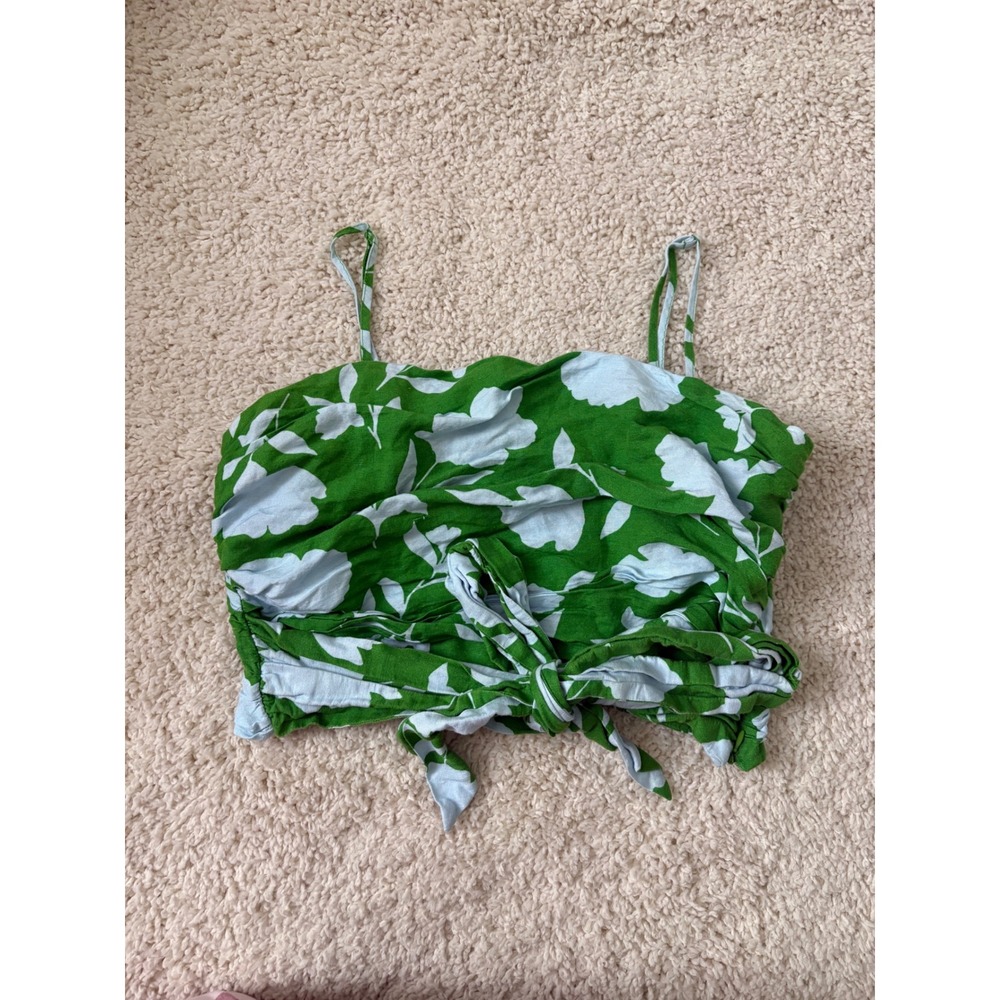 Kate Spade New York Target Floral 2 Piece Set Green White Crop Top Midi Skirt L